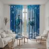 2pcs HD Sea Bottom Romantic Snowflake Turtle Diving Decorative Curtain Blue Tie Digital Printed Curtain Home Decoration Style