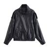 Giacca da Donna Autunnale in Ecopelle Chic con Zip e Revers a Punta Manica Lunga Giacca Capospalla