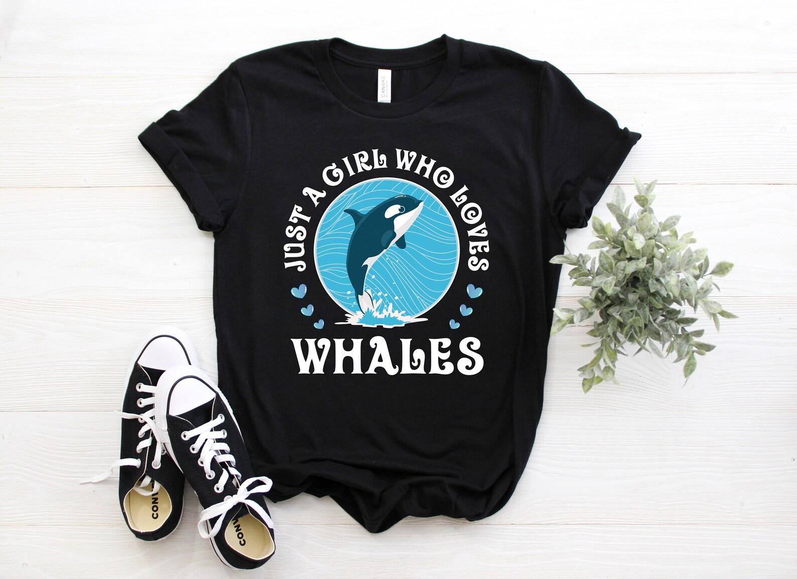 Just a Girl Who Loves Whales T-Shirt, Funny Whale Shirts, Cute Whale Tee, Whale Lover Gift TShirt, Birthday, Girls Whale Shirt, Kids, 130