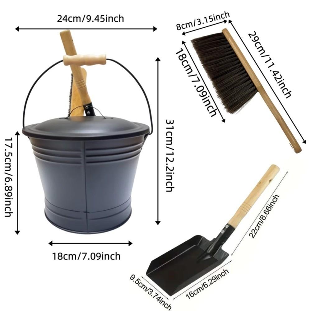 Ash Removal Fireplace Ash Bucket Large Capacity Heavy Duty Ash Removal Container with Lid Rust Resistant