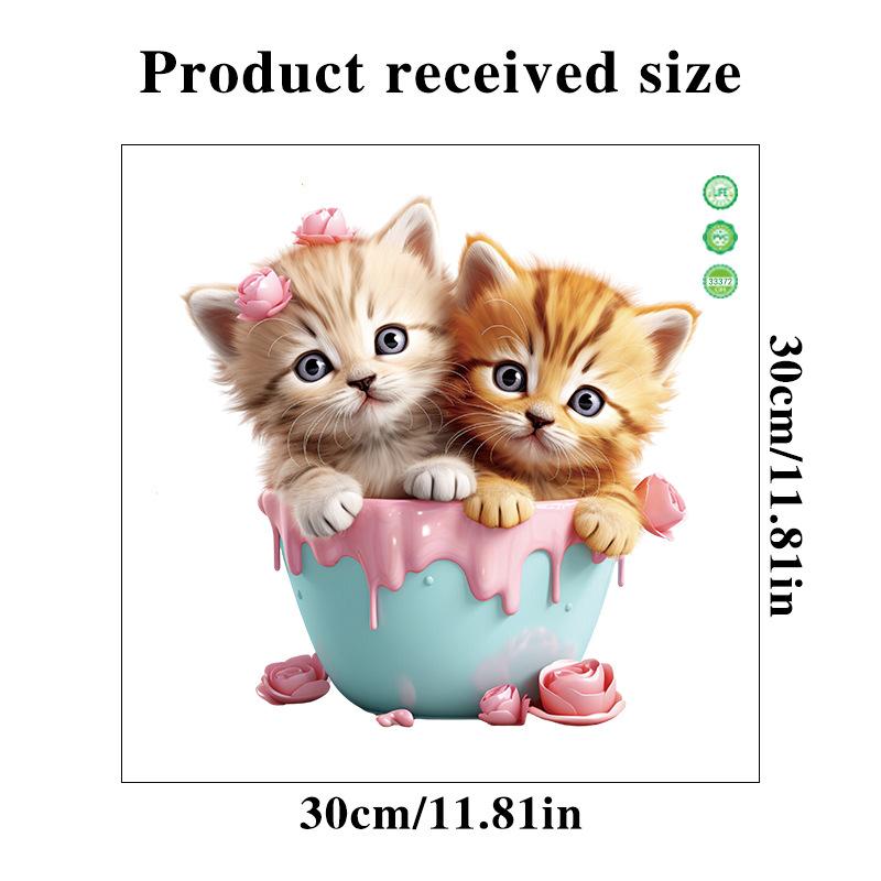 Autocolante Drăguțe Pisică Ceașcă de Ceai Impermeabile Decorațiuni pentru Baie Capac WC pentru Camera Copiilor Vinil Removabil Artă de Perete