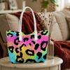 Colorful Leopard Print Tote Bag Casual Fashion Portable Large Capacity Daily Use Shoulder Bag