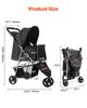 Pet Stroller Foldable 3 Wheels Travel Dog Stroller with Brake Up To 35lbs
