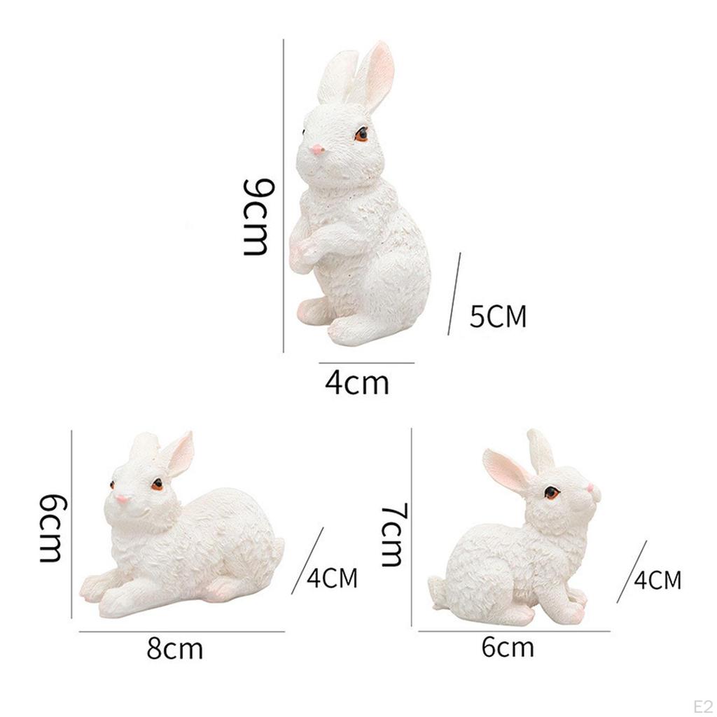 Set of 3 Easter Figurine Miniature Ornament Handcrafted Party Favor Realistic Animal