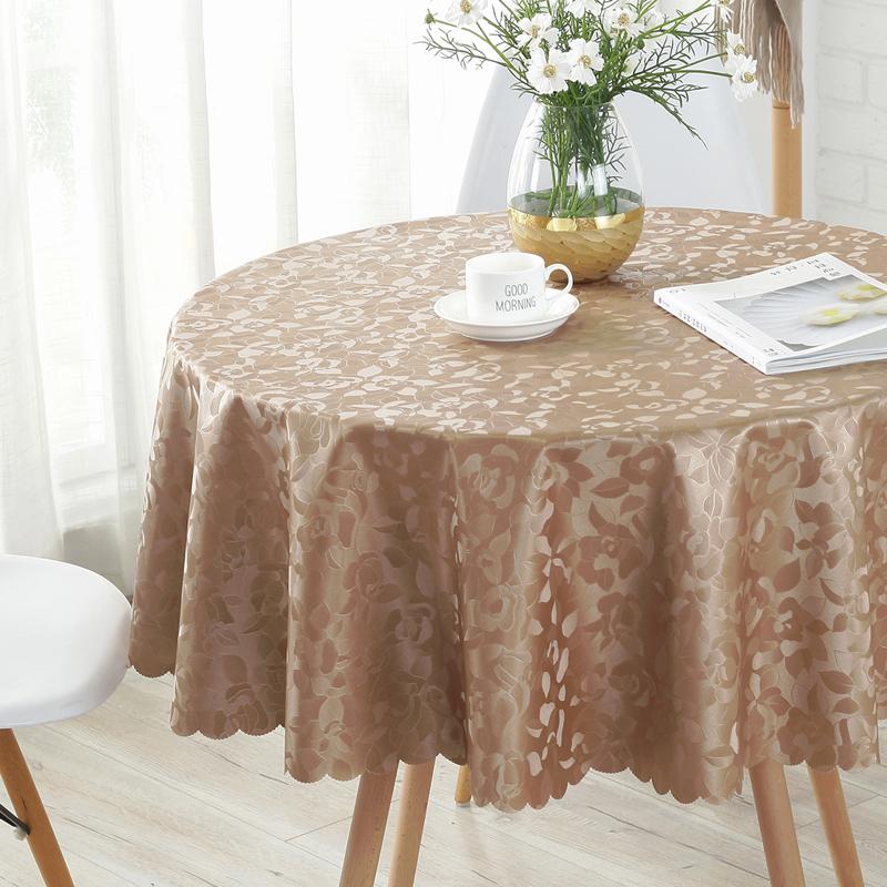 European Style Fabric Wedding Pad Round Household Printed Waterproof Desk Cloth Solid Color Hanging Non Washable Tablecloth