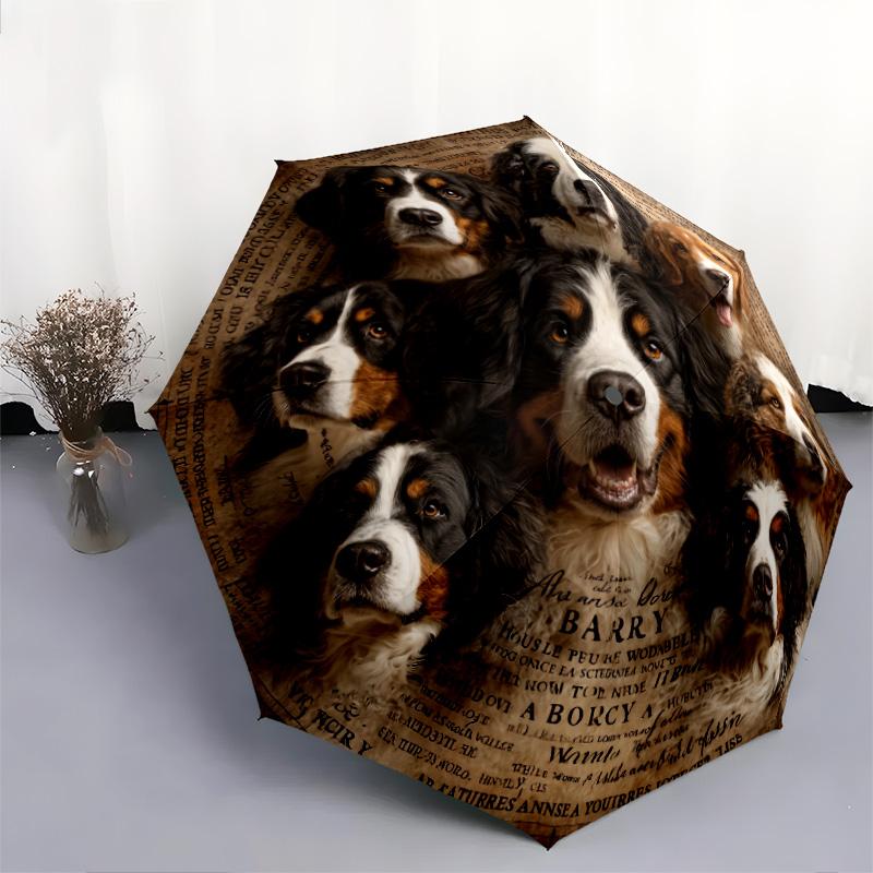 A Group of Dogs pattern, automatic folding umbrella, portable and foldable design, 8 ribs, a Christmas or birthday gift.