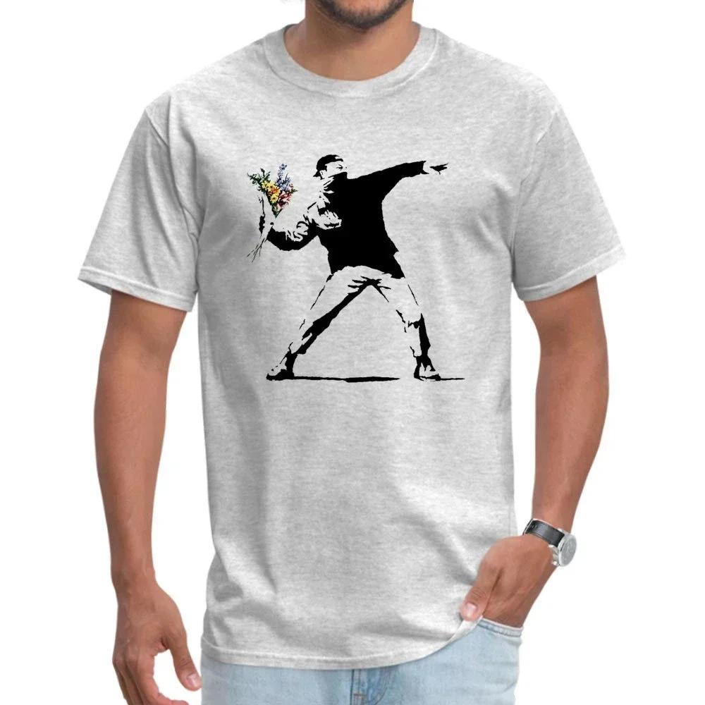 Swag Banksy Ρίπτης Λουλουδιών Μπλουζάκια 100% Βαμβακερό Ύφασμα Ανδρικό Μπλουζάκι Ανδρικά Μπλουζάκια Πρωτότυπο Street Art Σχεδιαστής Επαναστατικά Μπλουζάκια Oversize