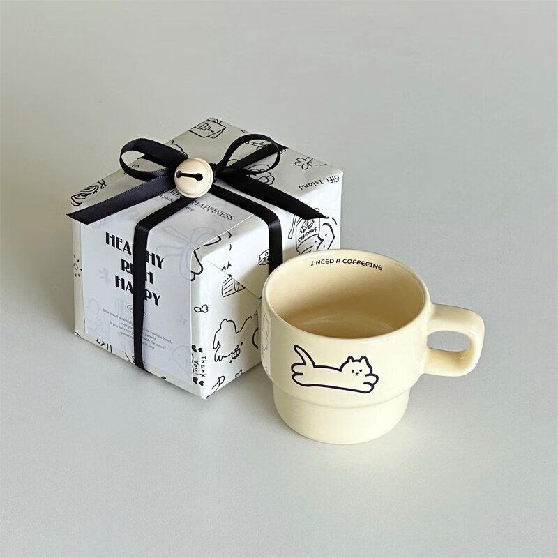 Cute Cat Ceramic Coffee Mug with Coaster