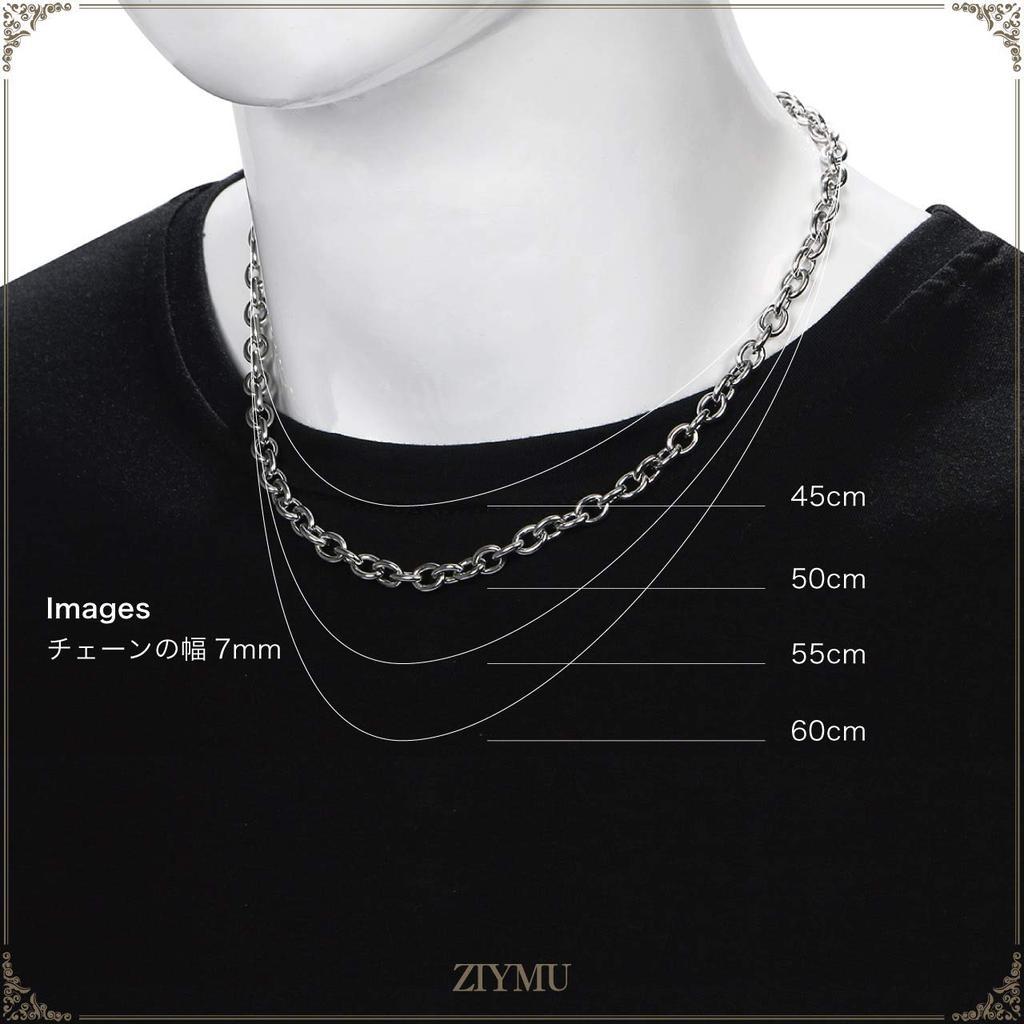 [ZIYMU] Necklace, Curb Chain, Extra Thick Stainless Steel, OT Buckle, Men's & Women's, 10mm Width, 50cm Length, Silver n01-1050
