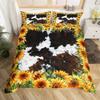 Sunflower Cowhide Three-Piece Quilt Cover 3D Digital Printing Bedding Set Bed Cover