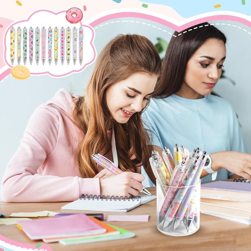 48 Pcs Donut Pens Bulk Cute Donuts Gel Pen Sprinkle Writing Pens Sweet Treat Pens Novelty Donut Ink Pens Candy Retractable Ballpoint Pens for Donut