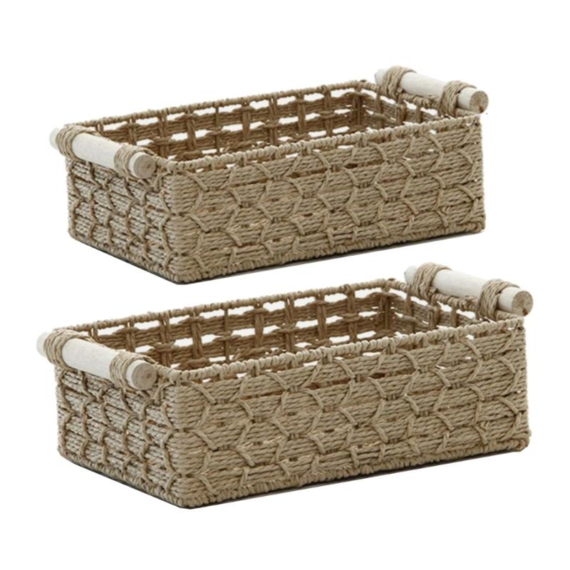 Use Friendly Woven Organizers Basket Sturdy Handmade Storage Basket Functional Clothes Accessories Sorting Container