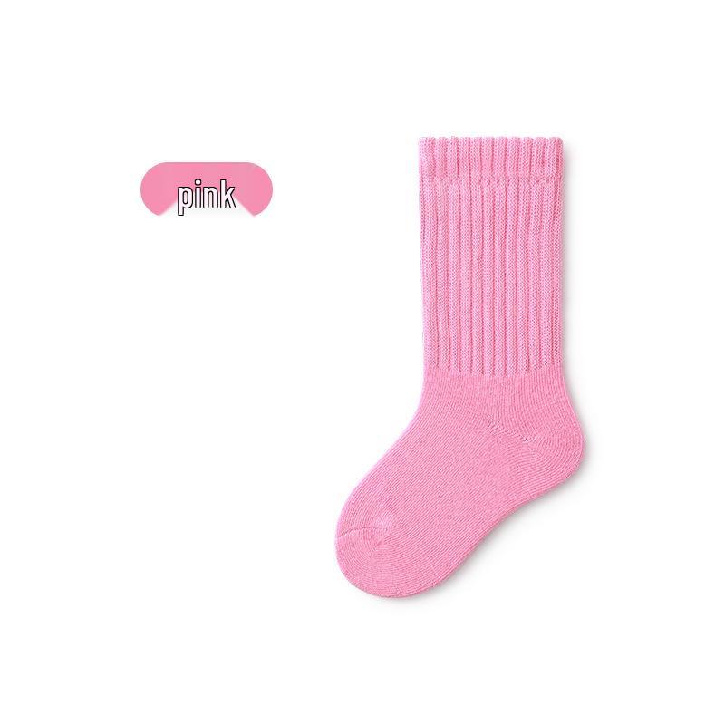 Children's Mid-Calf Cotton Socks for Boys and Girls - Spring/Autumn Style, Loose-Top Princess Design, Infant & Student Sports Socks.