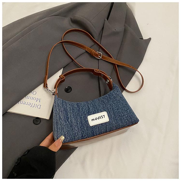 Niche design denim shoulder bag women's 2025 new exquisite fashion dumpling bag versatile casual messenger bag
