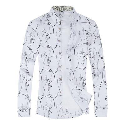 Floral Aloha Long Sleeve Plus Sizes Gentleman Style [CEEN] Men's Shirt, Available, Casual, Stylish, Spring/Autumn Style,