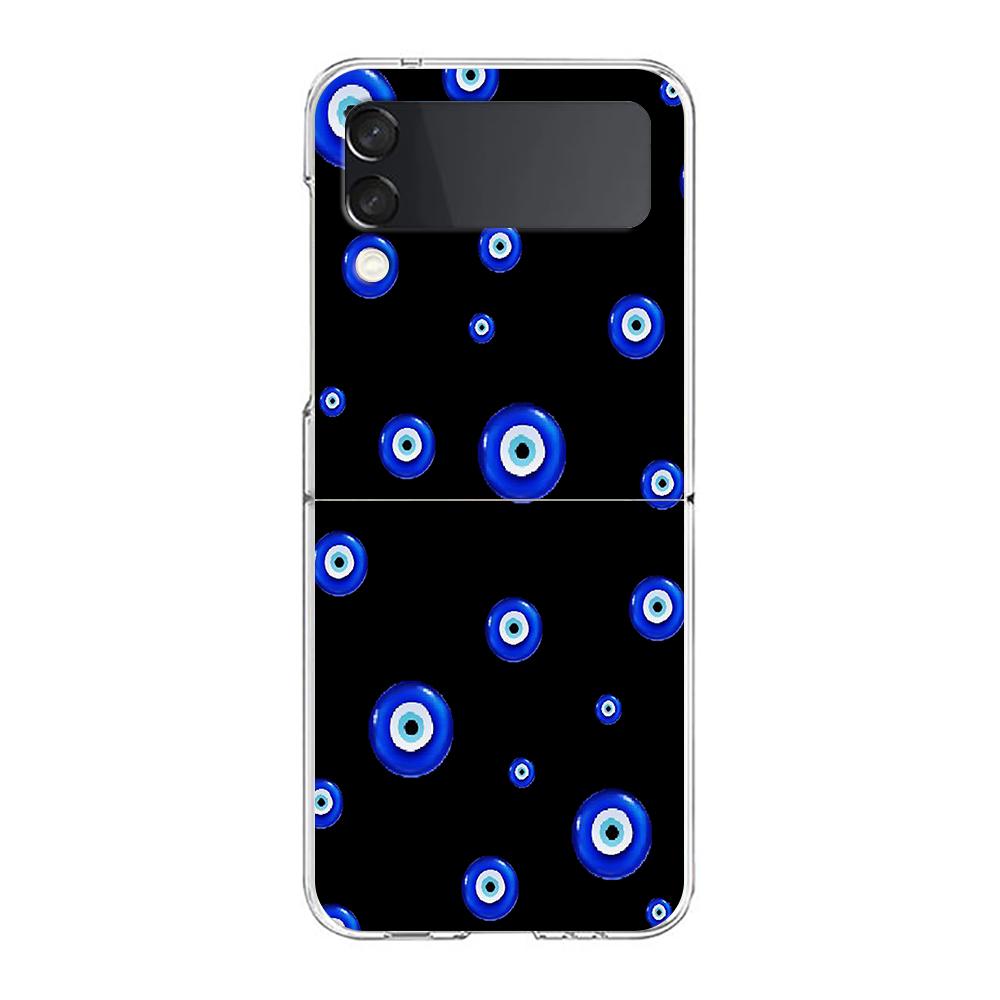 Phone Case For Samsung Galaxy Z Flip 3 4 5 Hard Folding PC Bumper Blue Eye Art For Samsung Z Flip 6 Back Cover