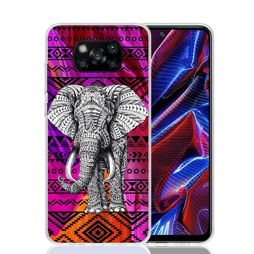 Elephant Mandala Aztec Phone Case For Xiaomi Poco X7 X6 X5 Pro F7 Ultra Redmi 15C 15 13 13C 12 12C 10 10A 10C 9 9A 9C 9T Cover P