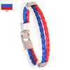 Geflochtene Flaggenfarbe Lederarmband PU Kunstleder Manschette Fußball Weltmeisterschaft Land Armband Unisex Schmuck
