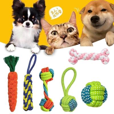 Haustierzubehör: 100% Baumwolle Knabber- & Langeweile-Linderndes Seilspielzeug für Hunde & Katzen - Karotten- & Mais-Design, Ideal für kleine und mittlere Rassen