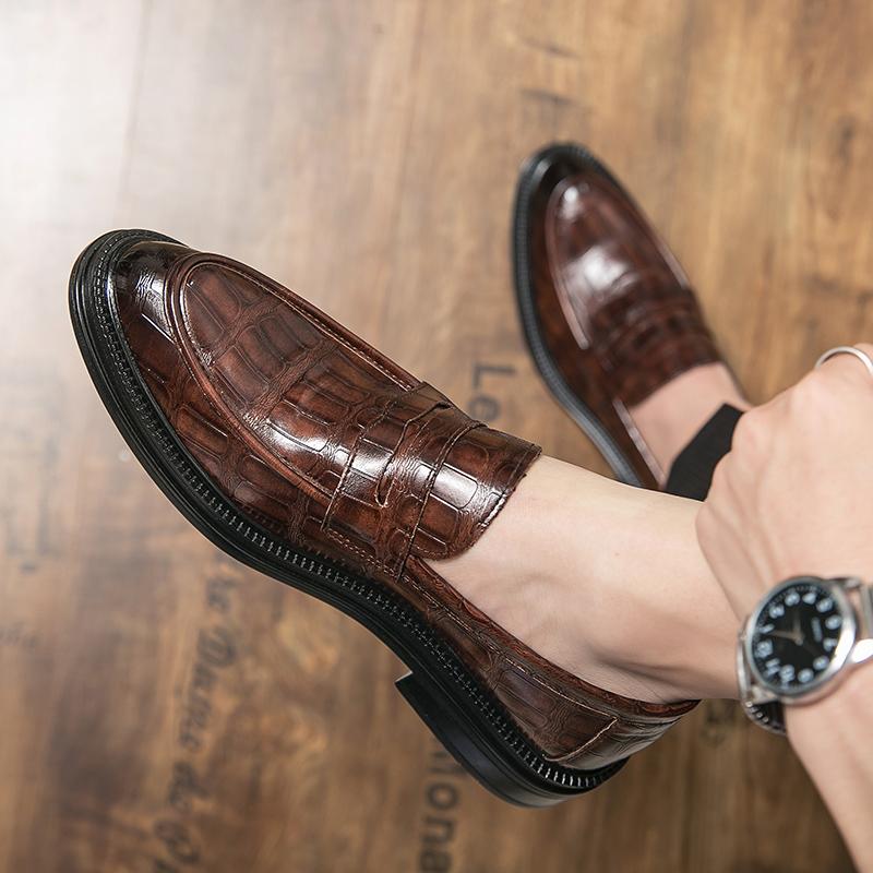 Luxury Brand Crocodile Pattern Loafers Fashion Thick Sole Men's Shoes Handmade Leather Shoes Business Casual Shoes Oxford Shoes