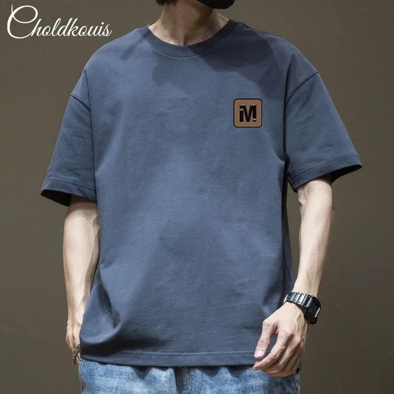 

Men Cotton Short Sleeve T Shirt Loose Casual Round Neck Top S синий