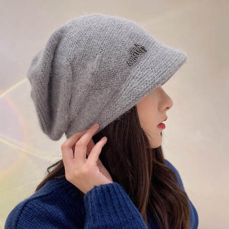 Knitted Wool Hat for Women Cold Hat for Women Winter Hat Men Autumn and Winter Melon Leather Hat Solid Color Versatile Yuppie Hat Trendy