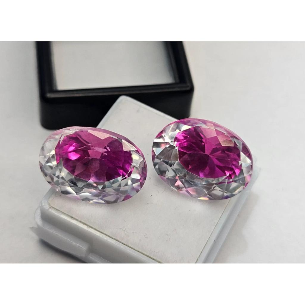 Natural Pitambari Sapphire Oval Cut 35-36 Ct Pair Fabulous Certified Gemstone