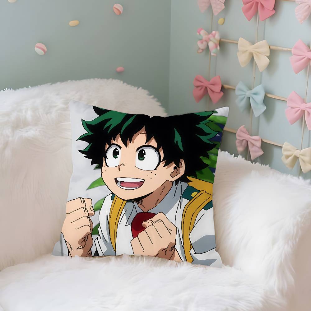 Anime Cute L-Izuku Midoriya Pillow Case Cushion Cover Soft Cute Throw Pillow Case For Car Sofa Pillowcase Polyester With Zipper