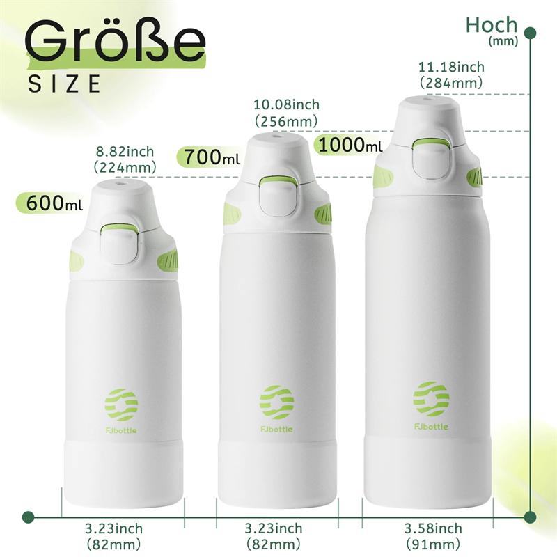FEIJIAN 600ml/1000ml Magnetic Thermal Water Bottle Stainless Steel Leakproof Portable Thermo Bottle for Sports Travel Camping