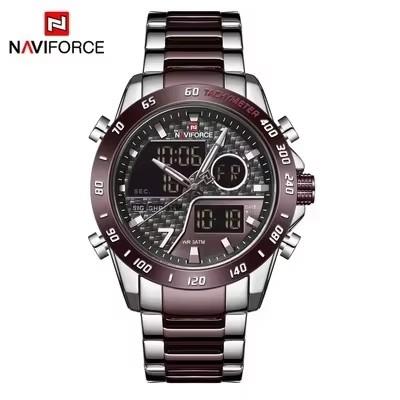 Nouvelle Montre-Bracelet Numérique LED de Luxe NAVIFORCE Homme Lumineuse Étanche Montres à Quartz pour Hommes Horloge Originale en Acier Inoxydable 9171