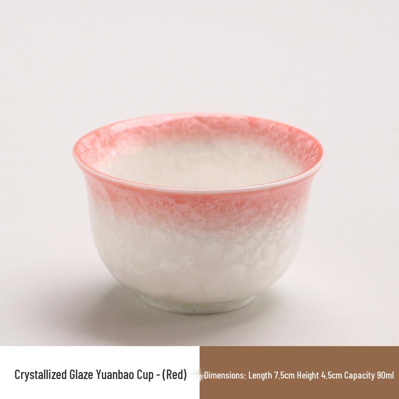 Elegant Crystalline Glaze Ceramic Teacup Set with Coaster - High-Grade Gongfu Tea Brewing & Tasting Cup