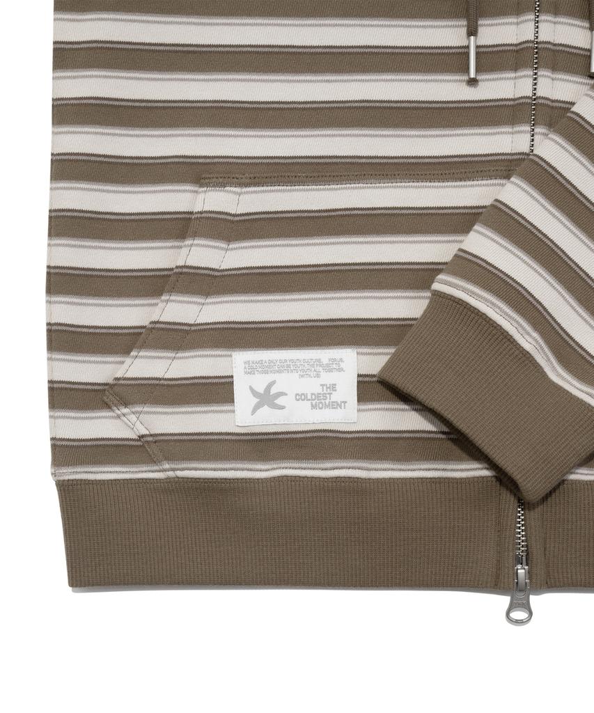 The Coldest Moment Tcm Stripe Standard Hooded Zip-Up (Brown)