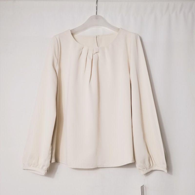 Export Japanese Single Tail Goods round Neck Pullover Long Sleeves Shirt Women's Stylish Business All-Matching Shirt Bottoming Shirt Small