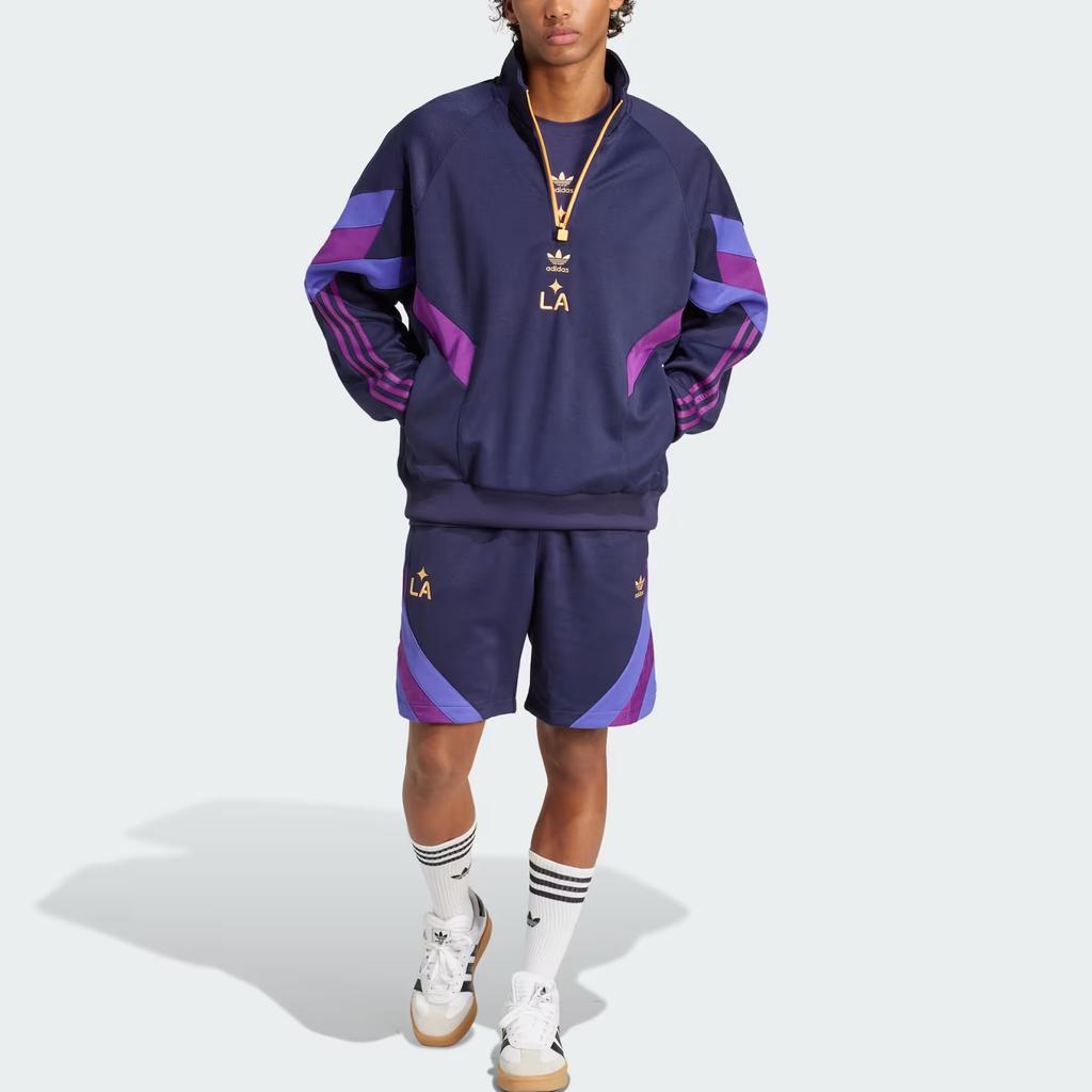 Adidas Originals LA Galaxy Crew Logo Letter Stand Collar Sports Long Sleeve Sweatshirt Men Sweatshirt Noble-Ink JF2673