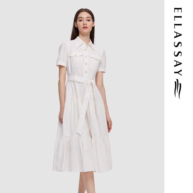 

ELLASSAY Spring/Summer Cotton-Feel Shirt-Style Tiered French Dress S