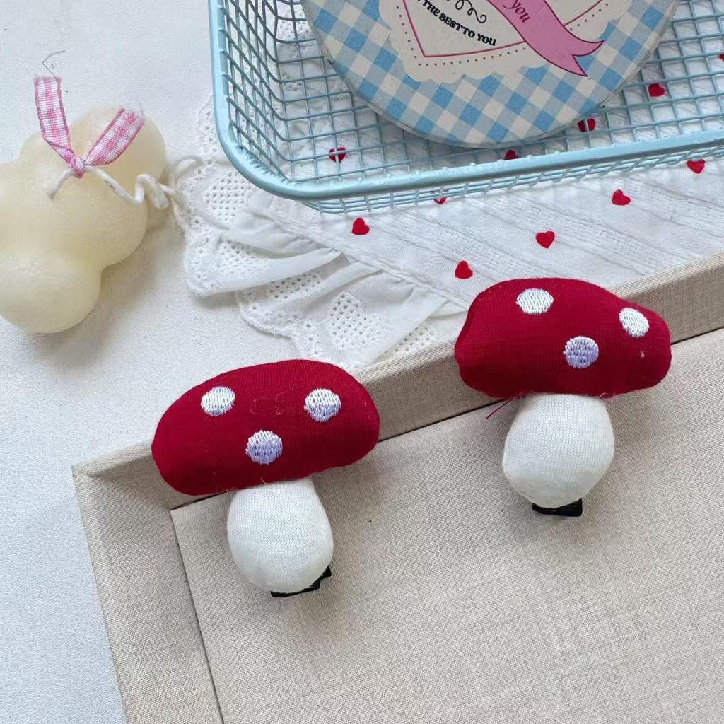 Korean Cute Fabric Mushroom Hair Clip & Elastic Hair Tie for Women & Kids - Versatile Bangs Accessory