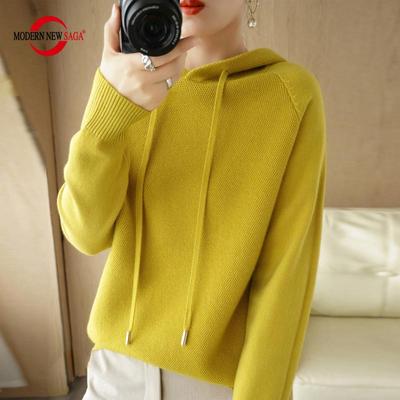 Mulheres de malha camisola com capuz moderno nova saga inverno malha pulôver moletom outono macio quente lã suéteres feminino jumper malha topo