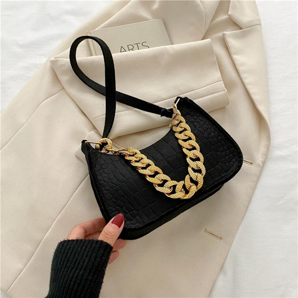 Fashi Felt Cloth Pattern Shoulder Bags For Women Small Handle Underarm Bag Clutch Luxury Solid Color Female Handbag With Purse