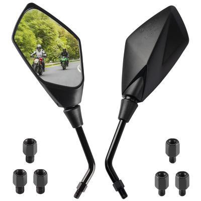 Evermotor Motorcycle Left and Right Mirrors with 8mm Screw Compatible with and Suzuki Mirrors, 10mm, Set, Adapters, Yamaha, Honda,