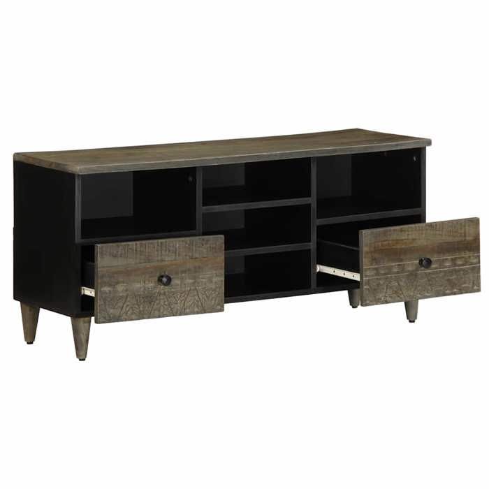 VidaXL Meuble TV noir 100x33x46 cm bois massif de manguier, banc TV, meuble télé, meuble multimédia, buffet TV, meuble hifi, 4017810