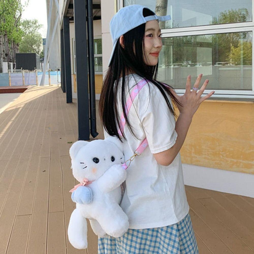 JK Lolita Children's School Bag Korean Style Animal Shoulder Bag Plush Doll Crossbody Bag  Girls