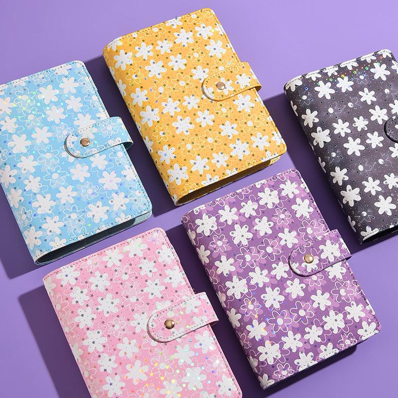 A6 Snowflake Button PU Leather DIY Binder Notebook Only Cover Diary Books Schedule Covers School Stationery