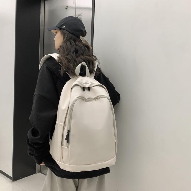Today's popular soft leather schoolbag college student waterproof fashion leather backpack new large-capacity backpack