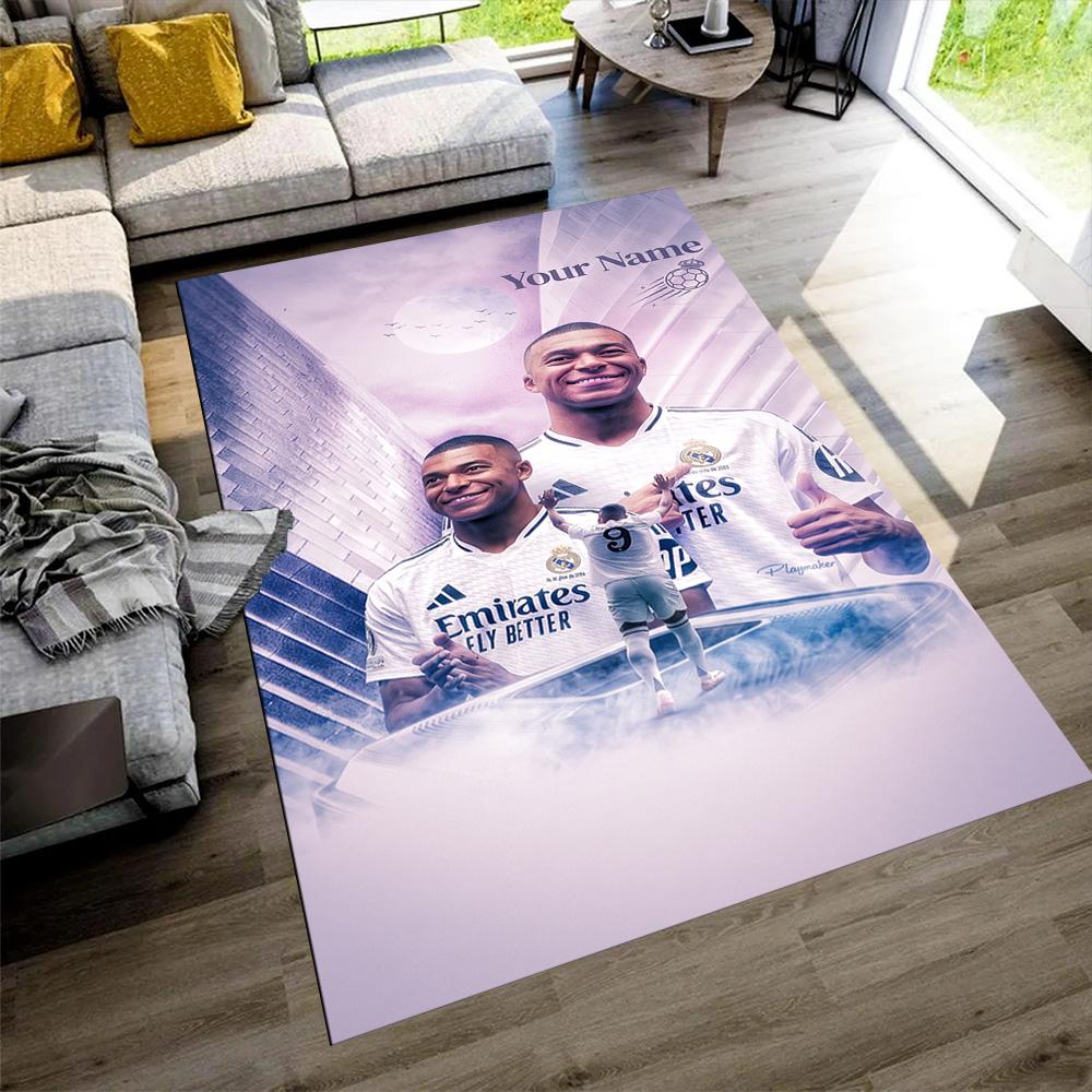 Mbappé Customized Name Floor Rug Office Rug Design for Outdoor Kitchen Balcony Playrooms Antislip Carpet Decorate Offices Birthday/Christmas Gift