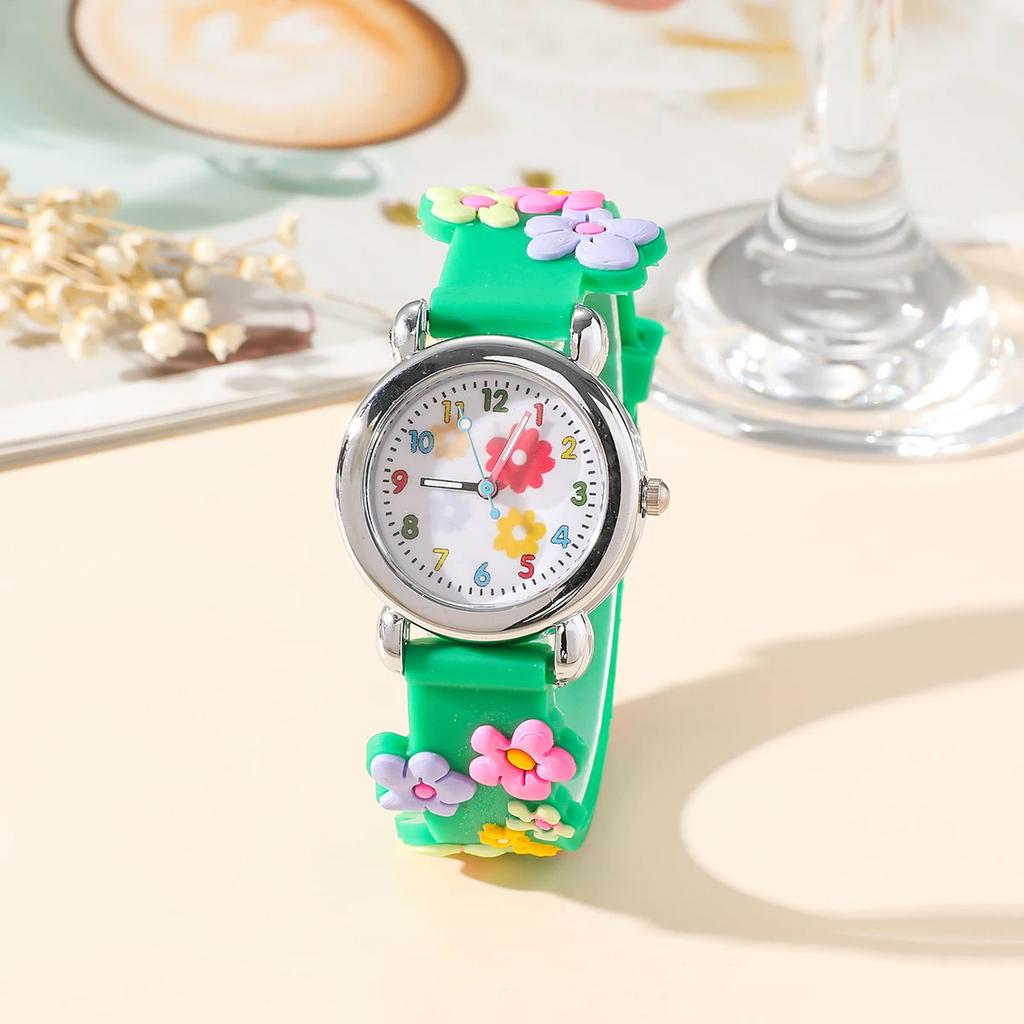 New CHILDREN'S Watch Can Love 3D Pattern Rainbow Flowers CHILDREN'S Quartz Watch Plastic Strap