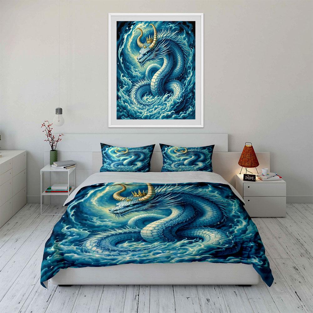 Majestic Dragon Art Decor Set Bedding Set with 1 Duvet Cover 2 Pillowcases Single Double King Queen, Gift