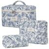 Three-Piece Floral Large-Capacity Makeup and Travel Bag Set
