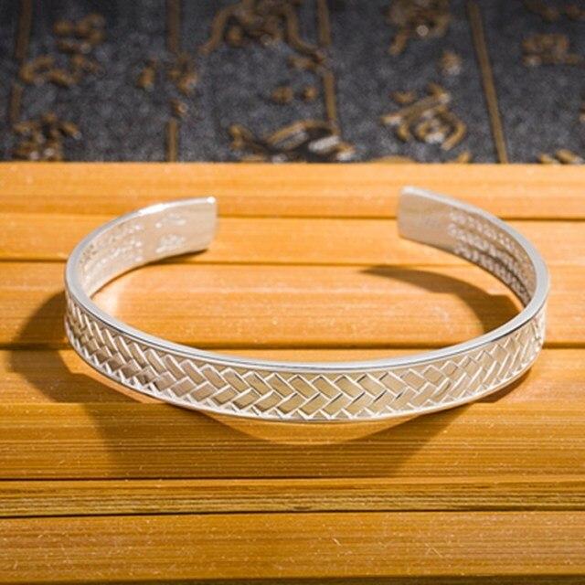 

Новые модные ретро-плетеные браслеты, ювелирные изделия из стерлингового серебра 925 пробы, буддийские браслеты с сутрой сердца Tyb121 серебряный