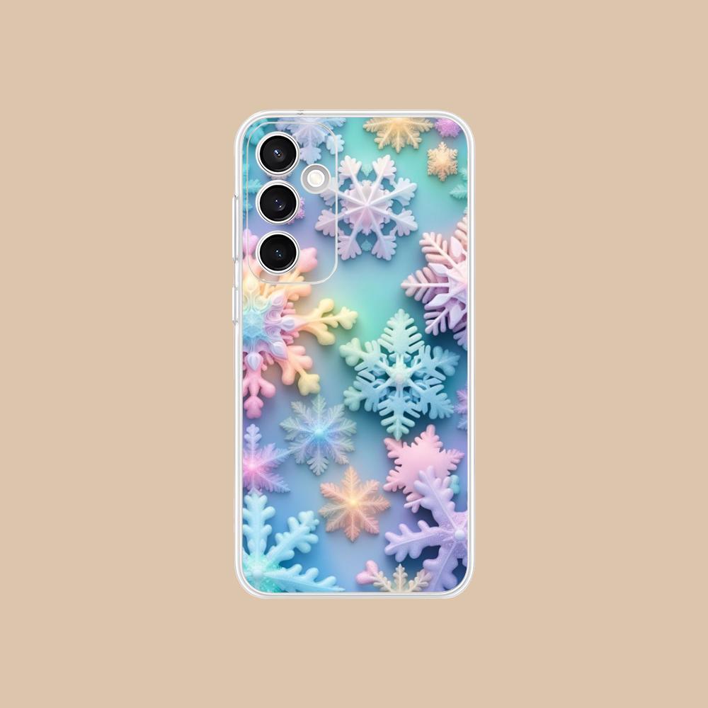Winter Snowflake Mobile Cell Phone Case for Samsung Galaxy S25 S24 S23 S22 S21Plus FE Ultra Clear Colorful Cover Pretty Cover