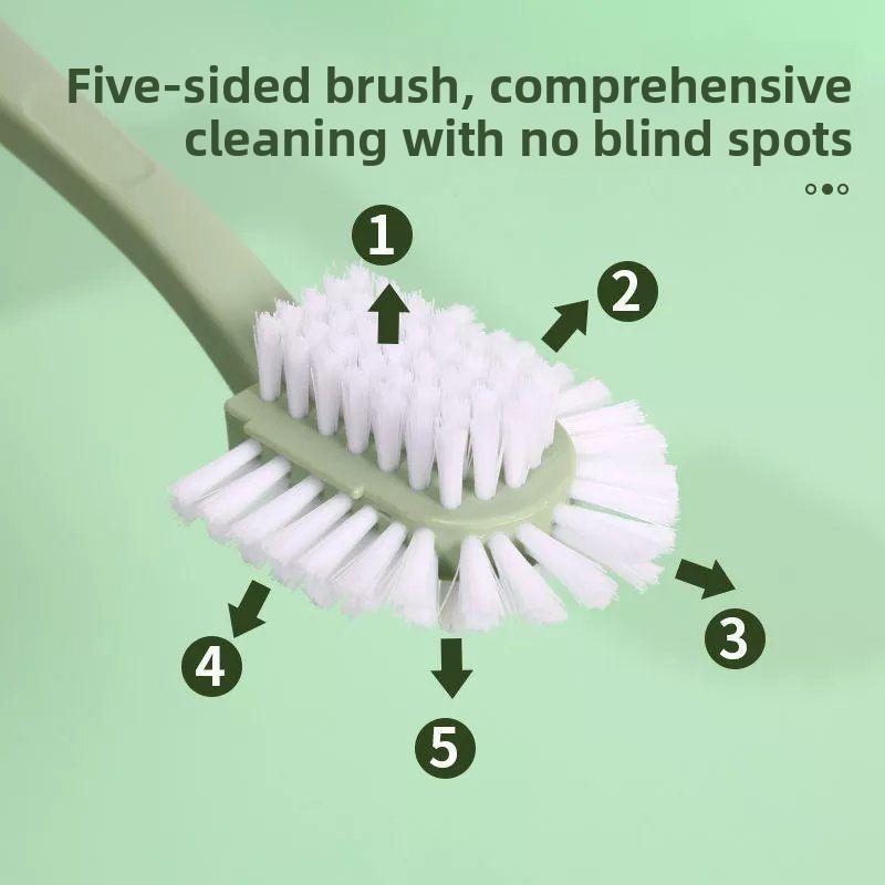 Five-sided Shoe Brush, Household Shoe Cleaning Long-handled Soft-bristled Clothes Brush, Non-shedding Shoe Cleaning Brush